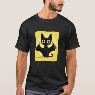 Rolig Halloween Katt med Fladdermusvingar Dräkt T Shirt