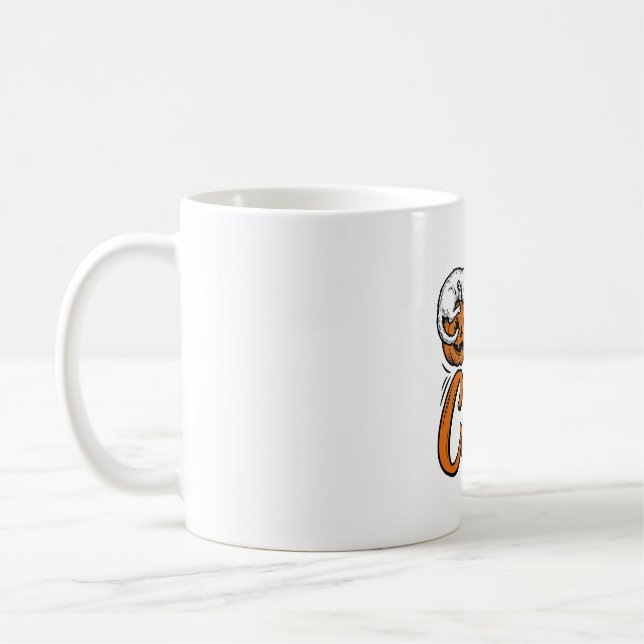 Rolig Halloween Katt Pumpa Typografi T-Shirt Desig Kaffemugg (Vänster)
