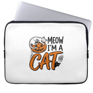 Rolig Halloween Katt Pumpa Typografi Tröja Desig Laptop Fodral