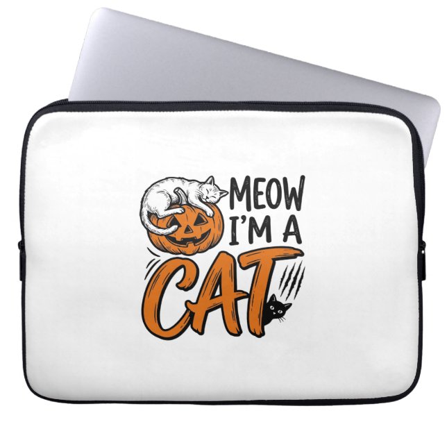Rolig Halloween Katt Pumpa Typografi Tröja Desig Laptop Fodral (Framsidan)