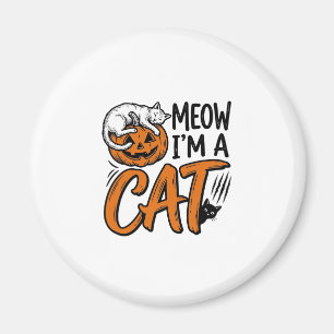 Rolig Halloween Katt Pumpa Typografi Tröja Desig Magnet