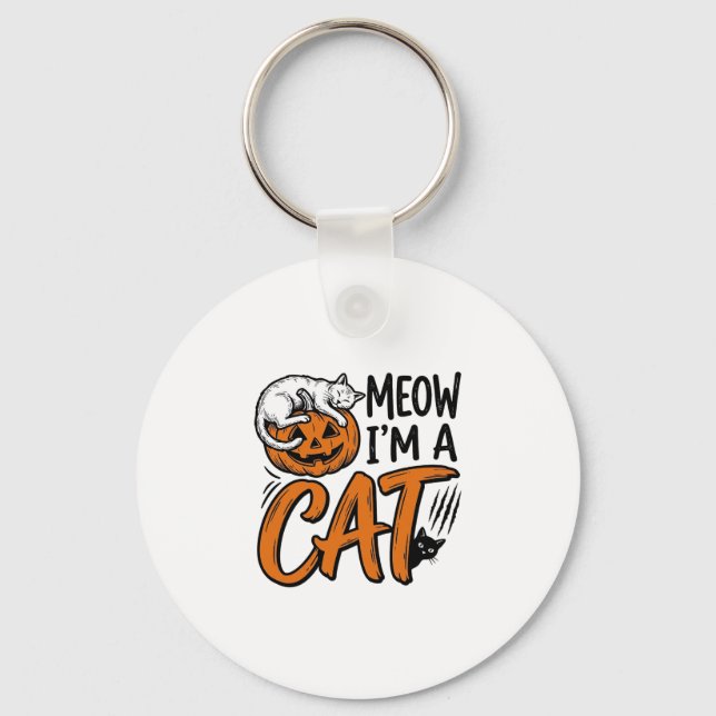 Rolig Halloween Katt Pumpa Typografi Tröja Desig Nyckelring (Framsida)