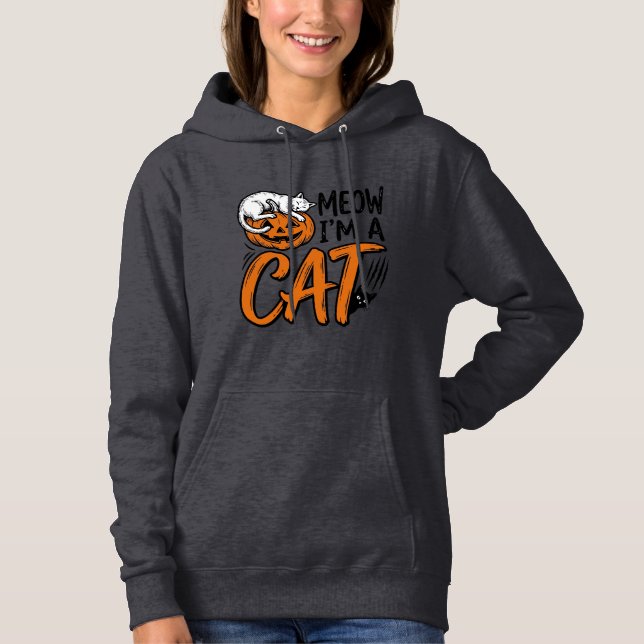 Rolig Halloween Katt Pumpa Typsnitts T-Shirt Desig (Framsida)
