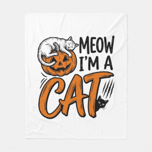 Rolig Halloween Katt Pumpa Typsnitts T-Shirt Desig Fleecefilt