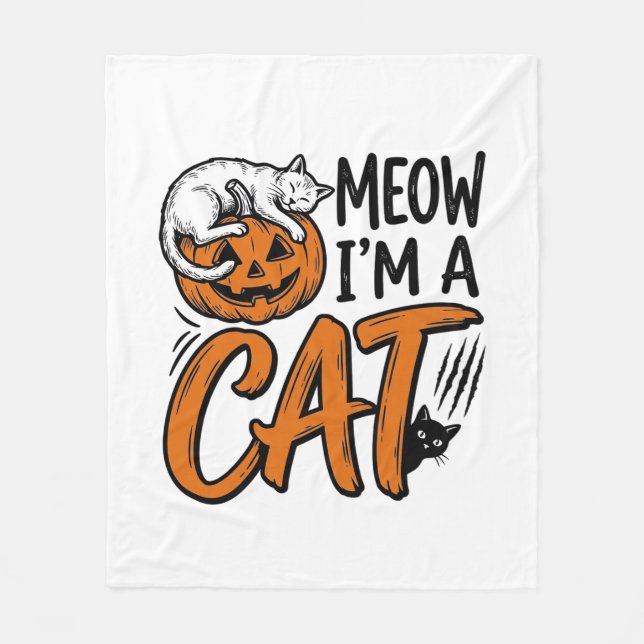 Rolig Halloween Katt Pumpa Typsnitts T-Shirt Desig Fleecefilt (Framsidan)