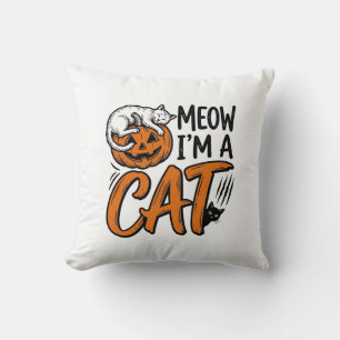 Rolig Halloween Katt Pumpa Typsnitts T-Shirt Desig Kudde