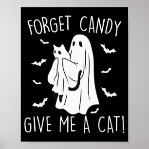 Rolig Halloween Katt Spöke Glömmer Godis Ge Mig Ka Poster