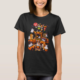 Rolig Halloween Katt Trafikkopparad för Pumpa T Shirt