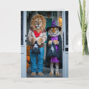 Rolig Halloween-kort med Lejon/Tiger Helgkort