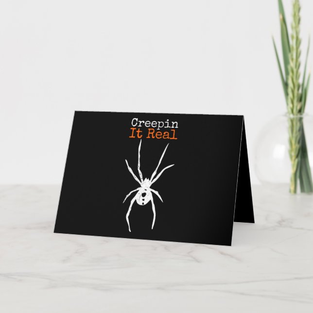 Rolig Halloween-kostym för spindel - Creepin It Re Kort (Framsida)