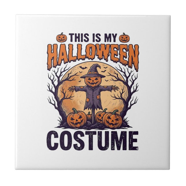 Rolig Halloween-kostym Pumpa Häxa Tröja Design Kakelplatta (Framsidan)