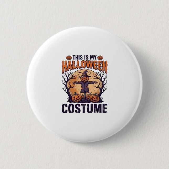Rolig Halloween-kostym Pumpa Häxa Tröja Design Knapp (Framsida)
