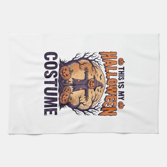 Rolig Halloween-kostym Pumpa Häxa Tröja Design Kökshandduk (Horisontell)