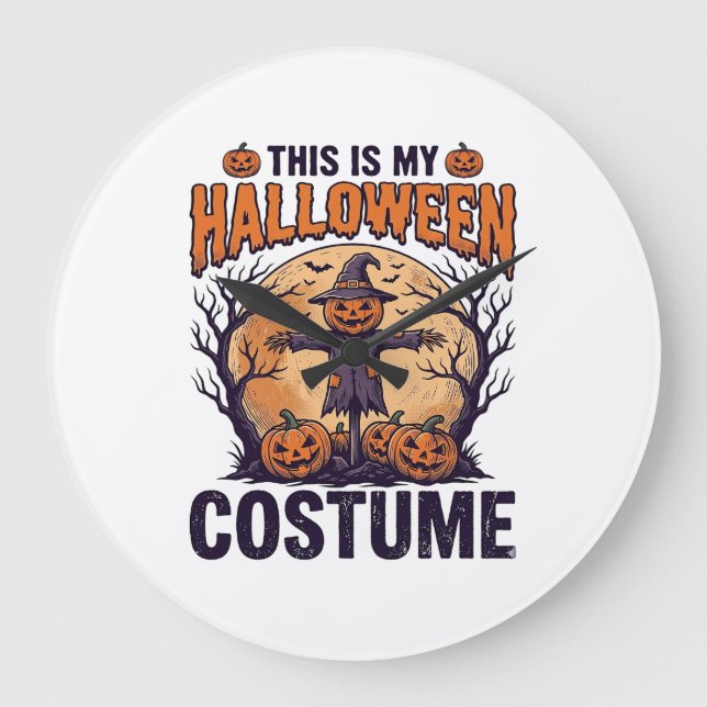 Rolig Halloween-kostym Pumpa Häxa Tröja Design Stor Klocka (Framsida)