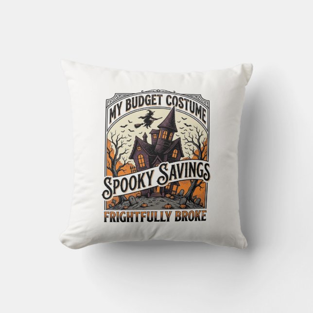 Rolig Halloween-kostym sönder trollkarl spökhus  Kudde (Framsida)