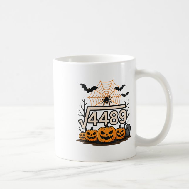 Rolig Halloween kvadratrot 4489 67 meme matte-teac Kaffemugg (Höger)