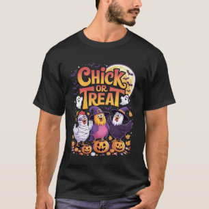 Rolig Halloween-kyckling eller bus eller godis Kvi T Shirt
