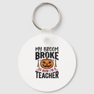 Rolig Halloween Lärar Kvast Bruten Vektor Design_ Nyckelring