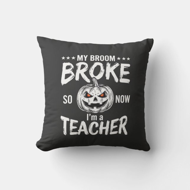 Rolig Halloween Läraren Kvast Bröt Design Kudde (Framsida)