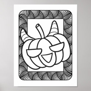 Rolig Halloween Leende Pumpa Färgläggningssida Poster