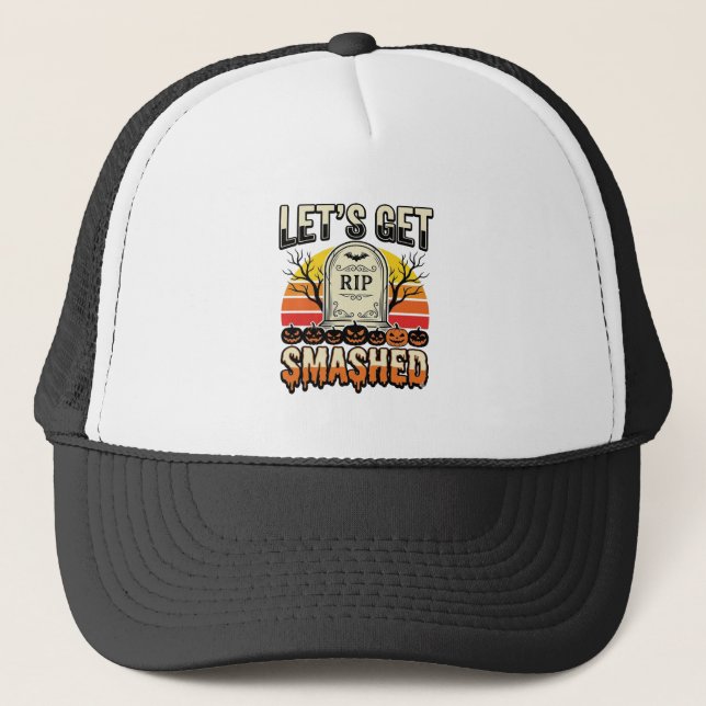 Rolig Halloween Let's Få Smadralt Kyrkogårdsdesign Keps (Framsida)