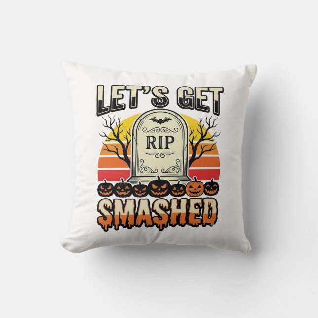 Rolig Halloween Let's Få Smadralt Kyrkogårdsdesign Kudde (Framsida)
