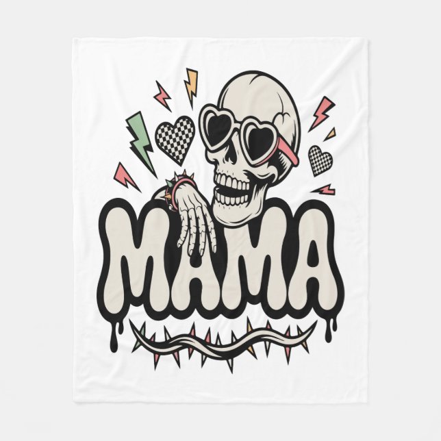 Rolig Halloween Mamma Cool Dödskalle Fleecefilt (Framsidan)