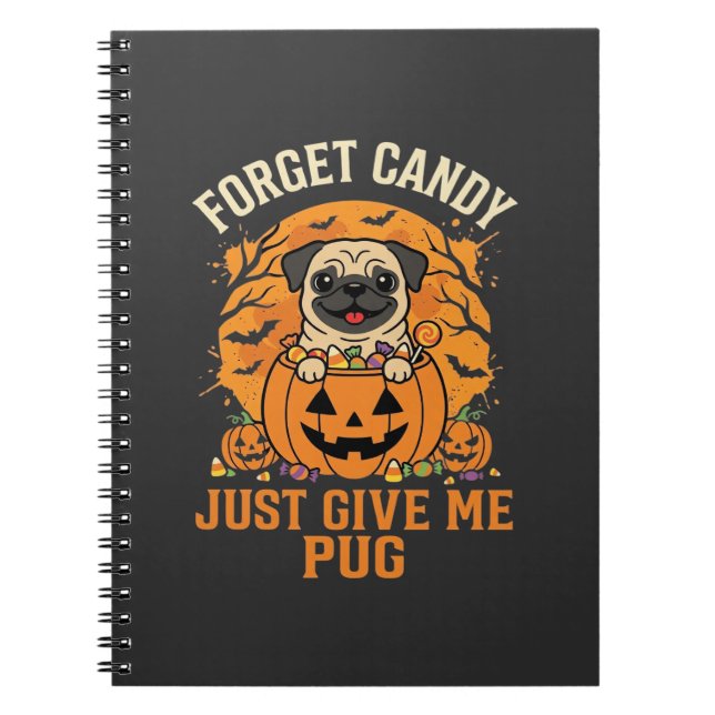 Rolig Halloween Mops Konfektdesign_1 Anteckningsbok (Framsidan)