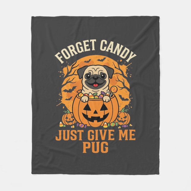 Rolig Halloween Mops Konfektdesign_1 Fleecefilt (Framsidan)