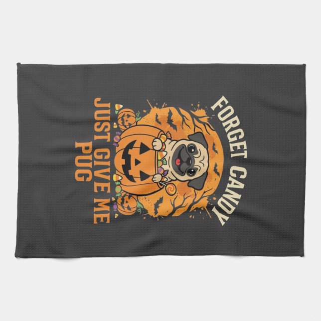 Rolig Halloween Mops Konfektdesign_1 Kökshandduk (Horisontell)