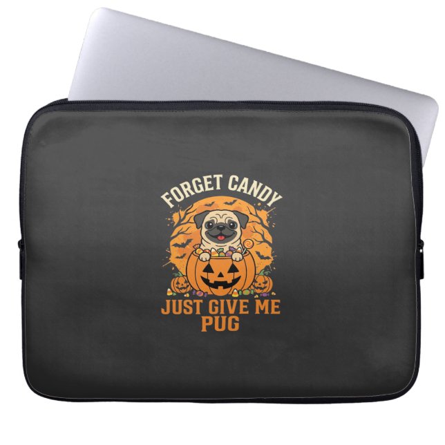 Rolig Halloween Mops Konfektdesign_1 Laptop Fodral (Framsidan)