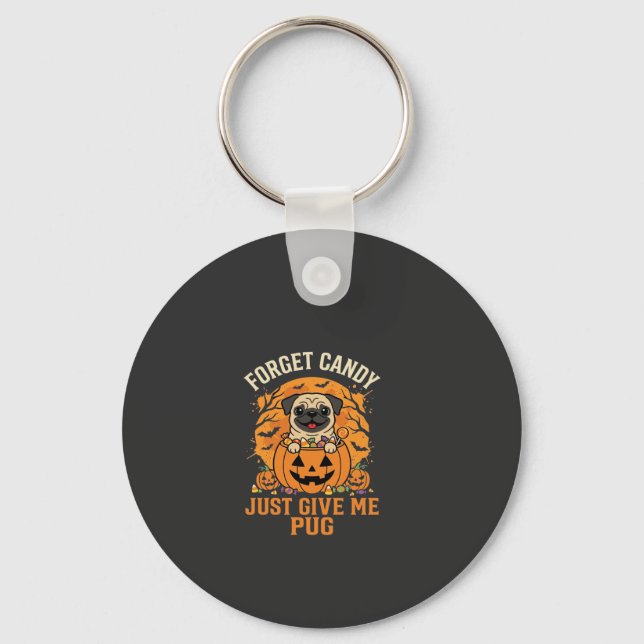 Rolig Halloween Mops Konfektdesign_1 Nyckelring (Framsida)