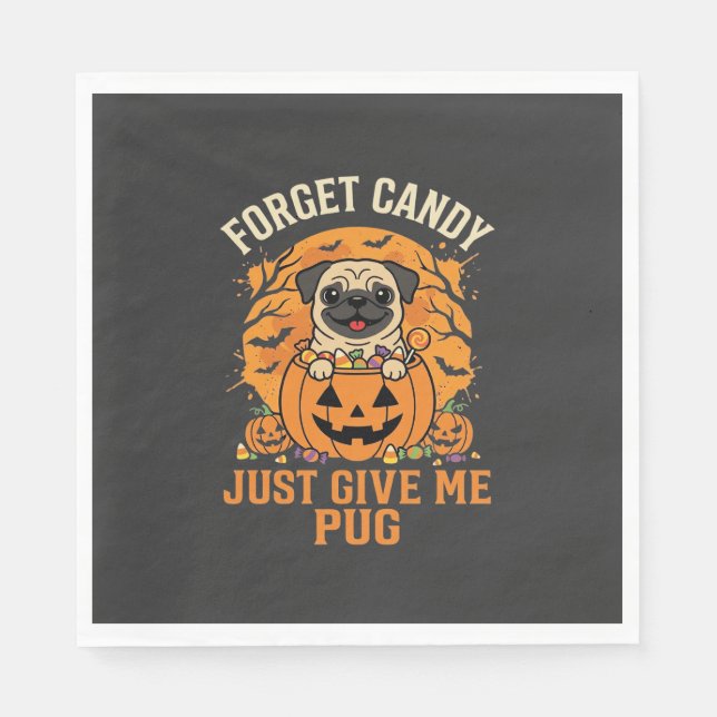 Rolig Halloween Mops Konfektdesign_1 Pappersservett (Framsidan)