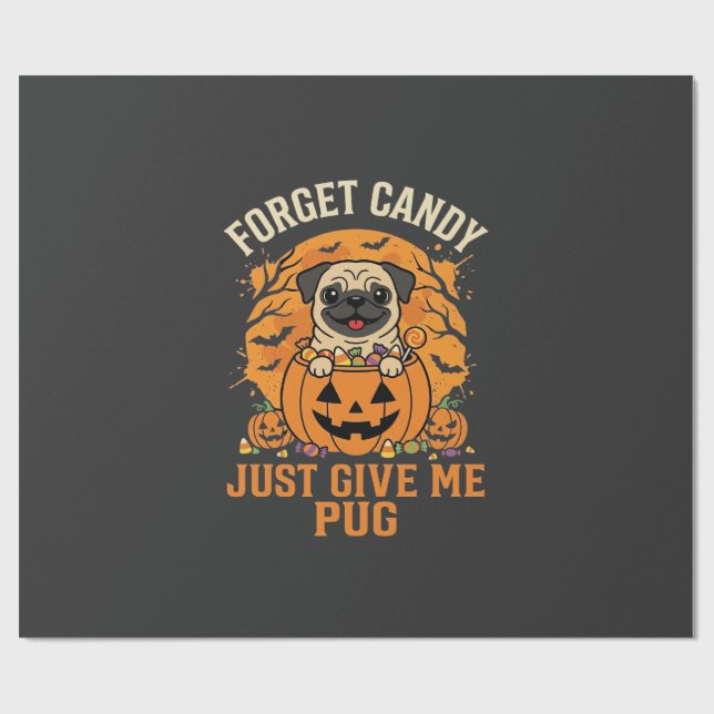 Rolig Halloween Mops Konfektdesign_1 Presentpapper (Platt)