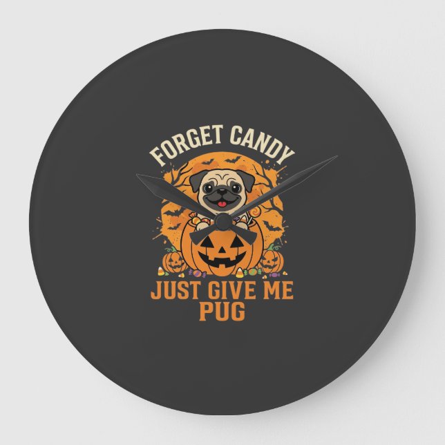 Rolig Halloween Mops Konfektdesign_1 Stor Klocka (Framsida)