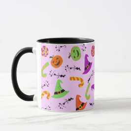 Rolig Halloween-mugg med lila bakgrund och mönster Mugg