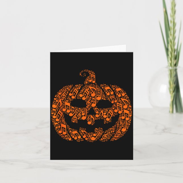 Rolig Halloween Musik Not Musiker Jack O Lantern Kort (Framsida)