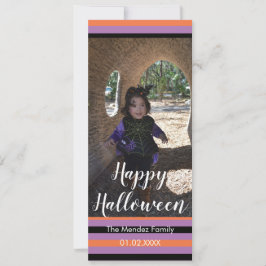 Rolig Halloween Orange Svart Fotokort Julkort