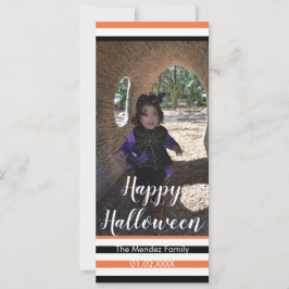 Rolig Halloween Orange Svart Fotokort Julkort