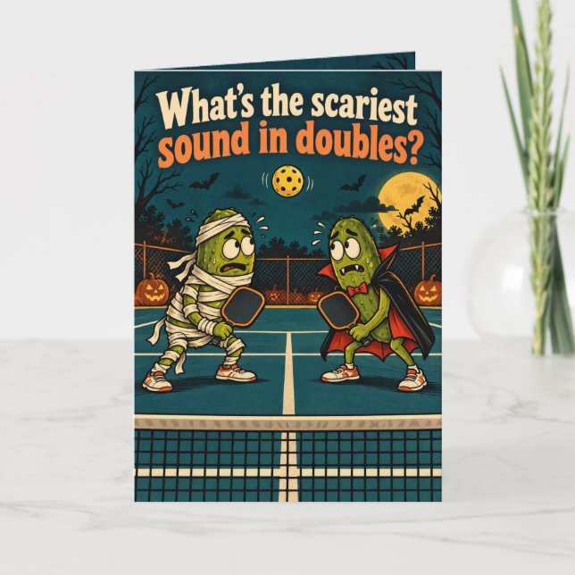 Rolig Halloween Pickleball Dubbelkort Kort (Framsida)