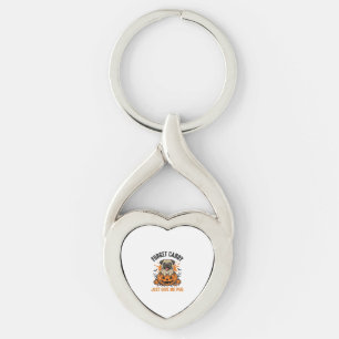 Rolig Halloween Pug Glöm Godis T-Shirt Design_1 Twisted Heart Silverfärgad Nyckelring