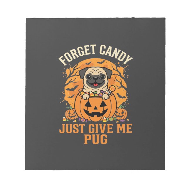 Rolig Halloween Pug Godis Design_1 Anteckningsblock (Framsida)