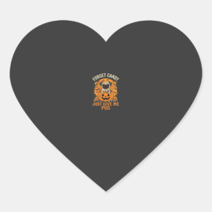 Rolig Halloween Pug Godis Design_1 Hjärtformat Klistermärke