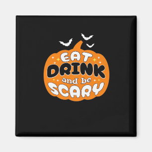 Rolig Halloween-pumpa Ät Drick Och Var Skräckinjag Magnet