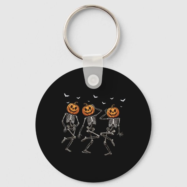 Rolig Halloween-pumpa Dansande Skelett Kostym W Nyckelring (Framsida)