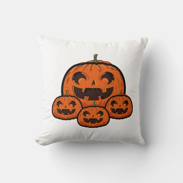 Rolig Halloween-pumpa, kuslig Halloween Kudde (Framsida)