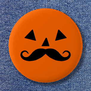 Rolig Halloween-pumpa med mustasch Knapp