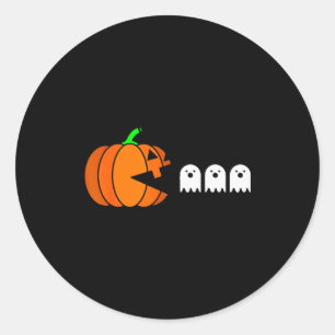 Rolig Halloween-pumpa som äter spöke, Gamer Män Wo Runt Klistermärke
