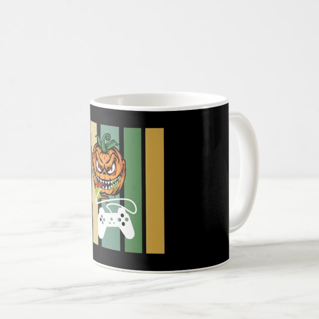 Rolig Halloween-pumpa Video Game-spelare Skräcklig Kaffemugg (Framsida höger)
