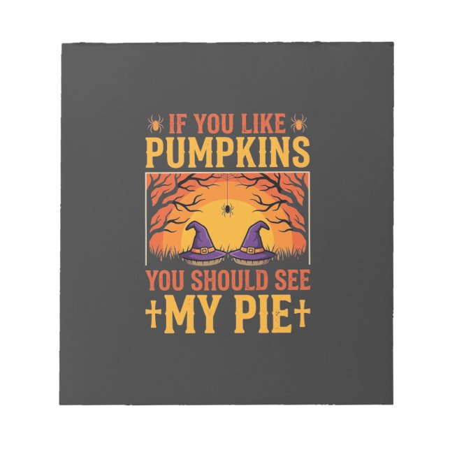 Rolig Halloween Pumpapaj Häxa Design_1 Anteckningsblock (Framsida)